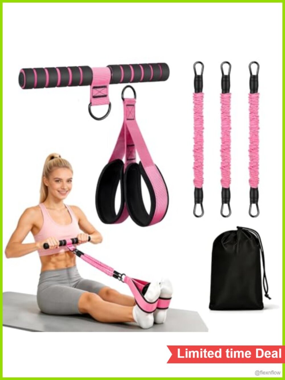 Adjustable 120lb Resistance Band with Handles for Home Workout Strength Training